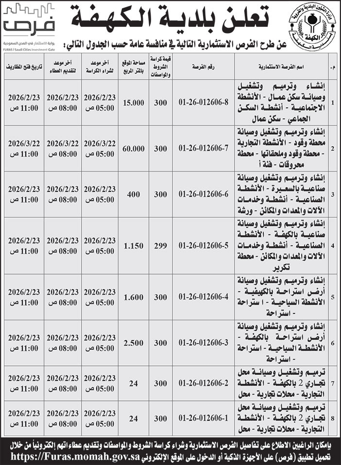 إعلان بلدية الكهفة 