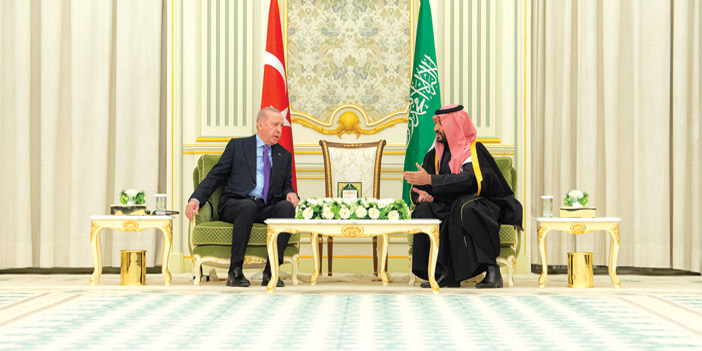 استقبل الرئيس أردوغان في قصر اليمامة وعقدا جلسة مباحثات رسمية 