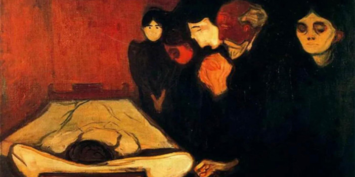  لوحة «بجانب فراش الموت» للرسام النرويجي إدفارد مونش، والمرسومة بأواخر القرن الـ19 (الجزيرة).