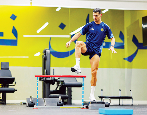 لقطة لرونالدو في تدريب الثلاثاء