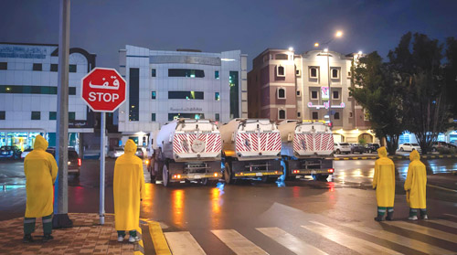 تفعيل الإمكانات للتعامل مع الحالة المطرية لمدينة الرياض 