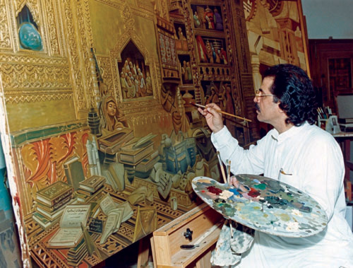 الفنان علي الرزيزا في مرسمه